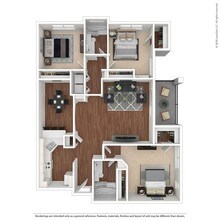 3 Bed 2 Bath 1488 SqFt (1408 Net) 3613 floor plan